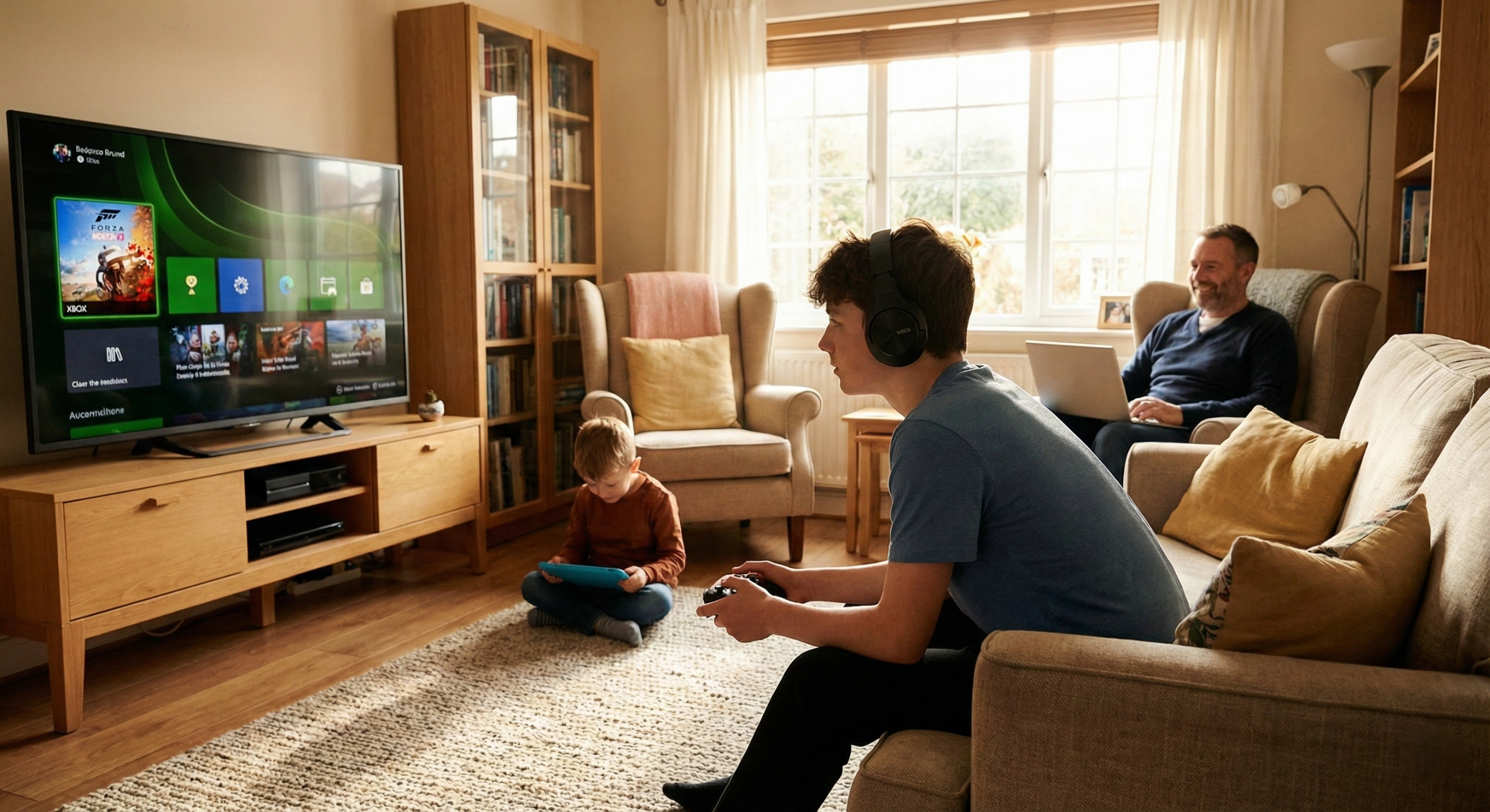 Mother playing with toddler in a secure smart home protected by Firegate