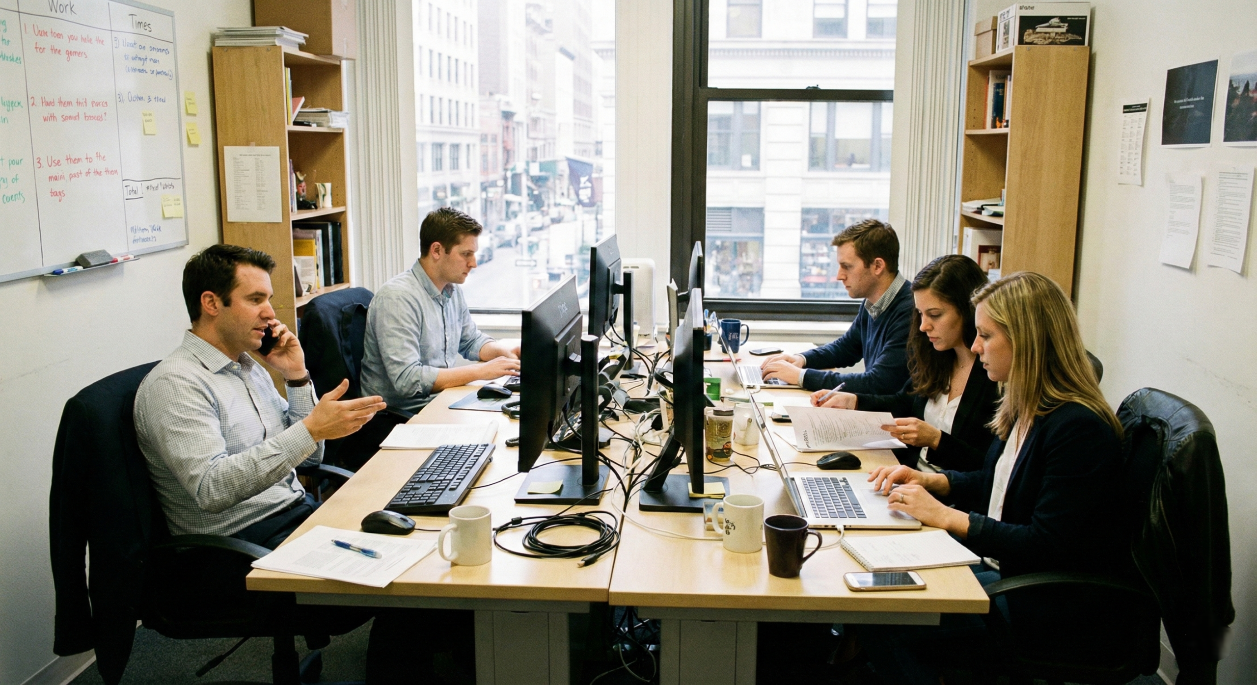 Office team working securely behind Firegate's business-grade network protection