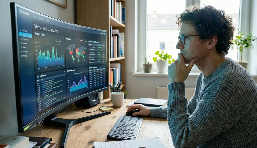 Person using Firegate-secured computer at home or office