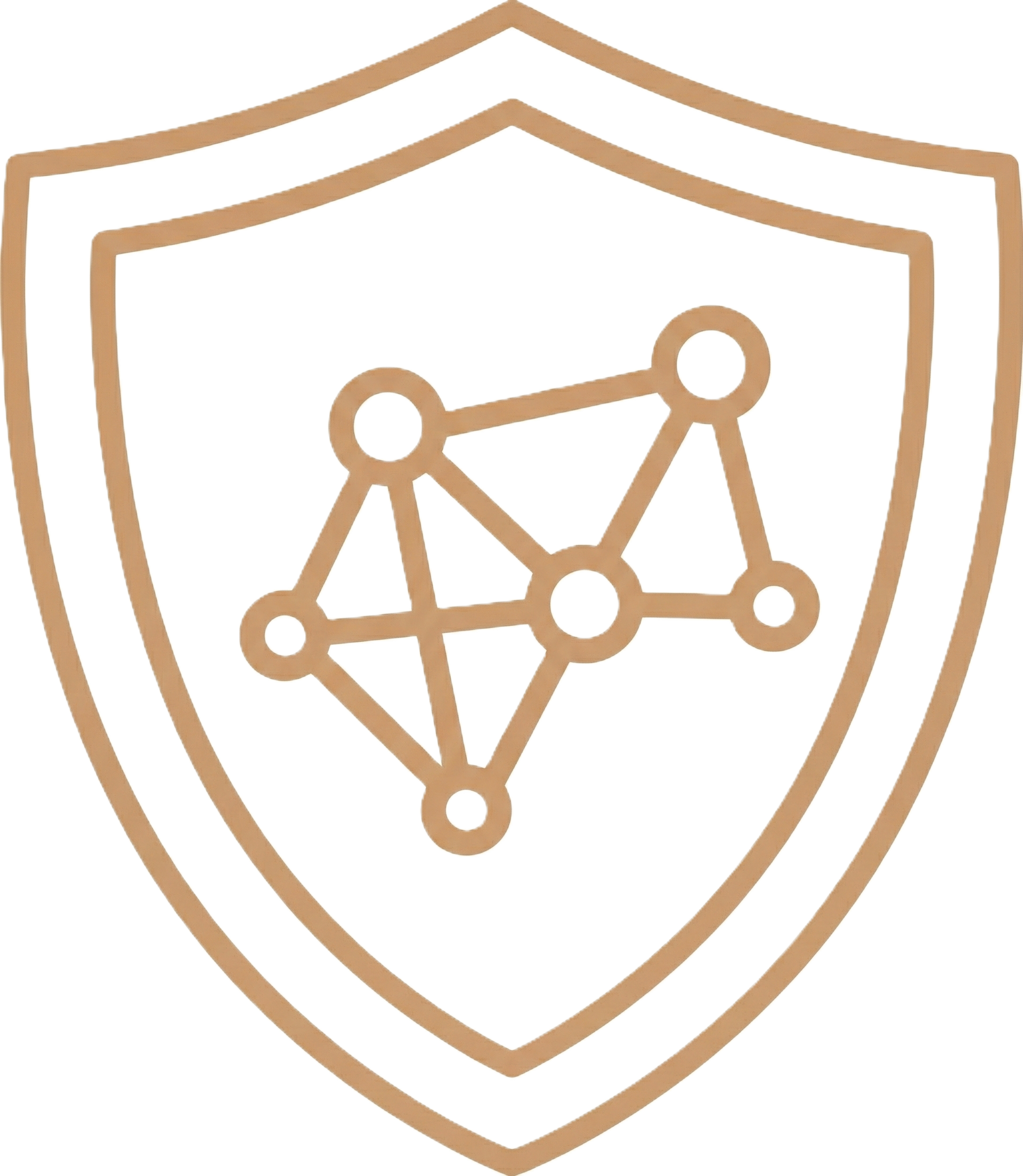 Network security icon – shield with connected nodes symbolizing digital protection.